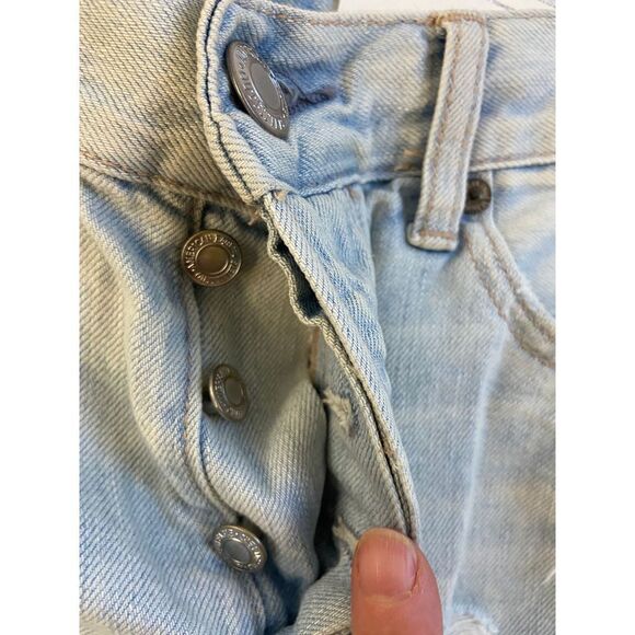 American Eagle AE Tom Girl distressed light denim jeans shorts 8 button fly NEW - Picture 11 of 11